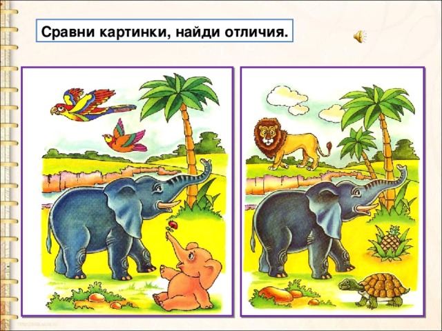 Сравни картинки, найди отличия. 