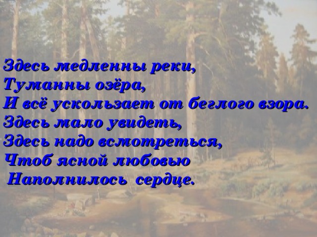 Схема предложения здесь медленны реки туманны озера и все ускользает от беглого взора