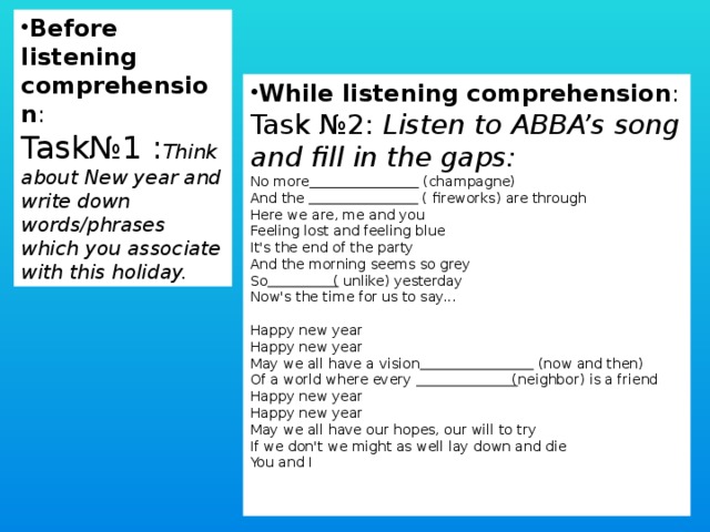 B tasks. Listening task. While Listening activity. Listening Comprehension tasks. Post Listening activities примеры.