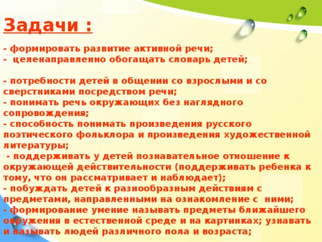 Развитие активной речи у детей раннего возраста. Возраст которым целенаправленно обогащают представление.