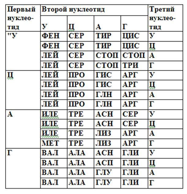 Карта генетического кода