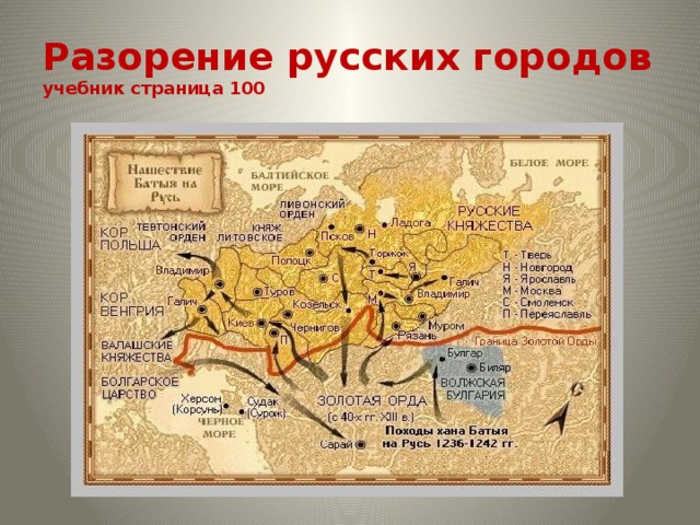 Разорение русских городов учебник страница 100 