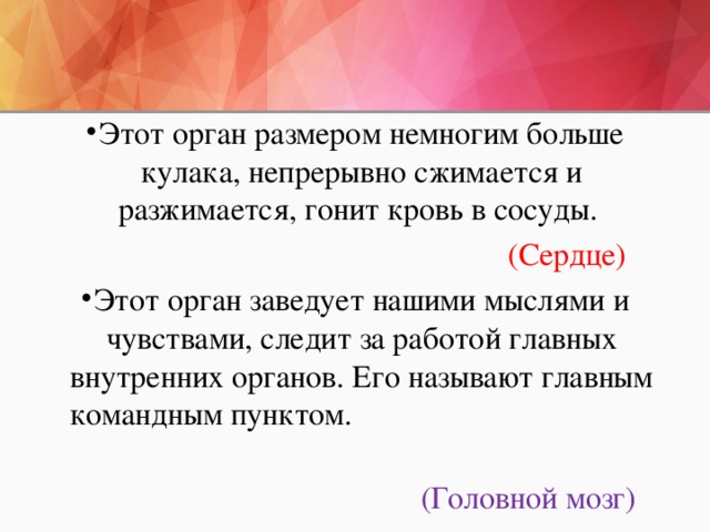 Орган размер