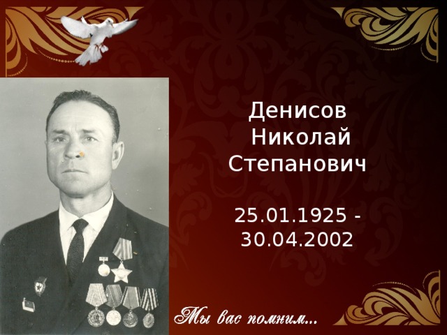 Денисов  Николай Степанович 25.01.1925 - 30.04.2002 