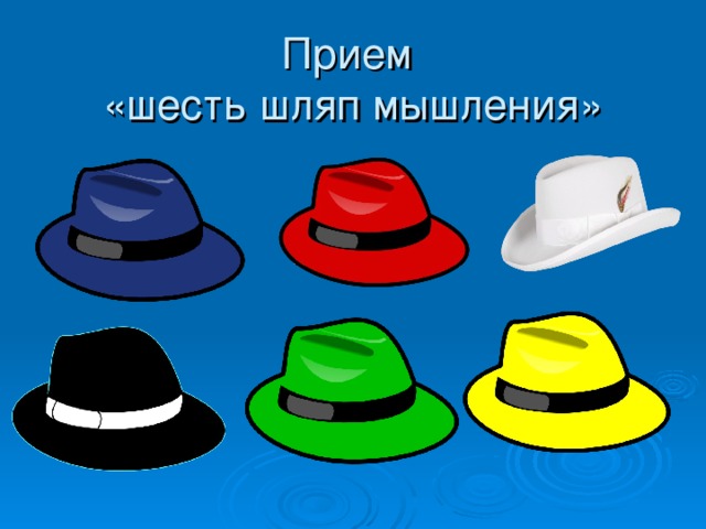 Урок шесть шляп. 6 Шляп критического мышления. Метод шести шляп. Прием шесть шляп. Прием критического мышления 6 шляп.
