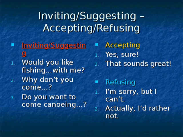 Spotlight 10 module 5. Suggesting примеры. Inviting accepting refusing. Таблица inviting accepting/refusing. Suggesting accepting refusing.