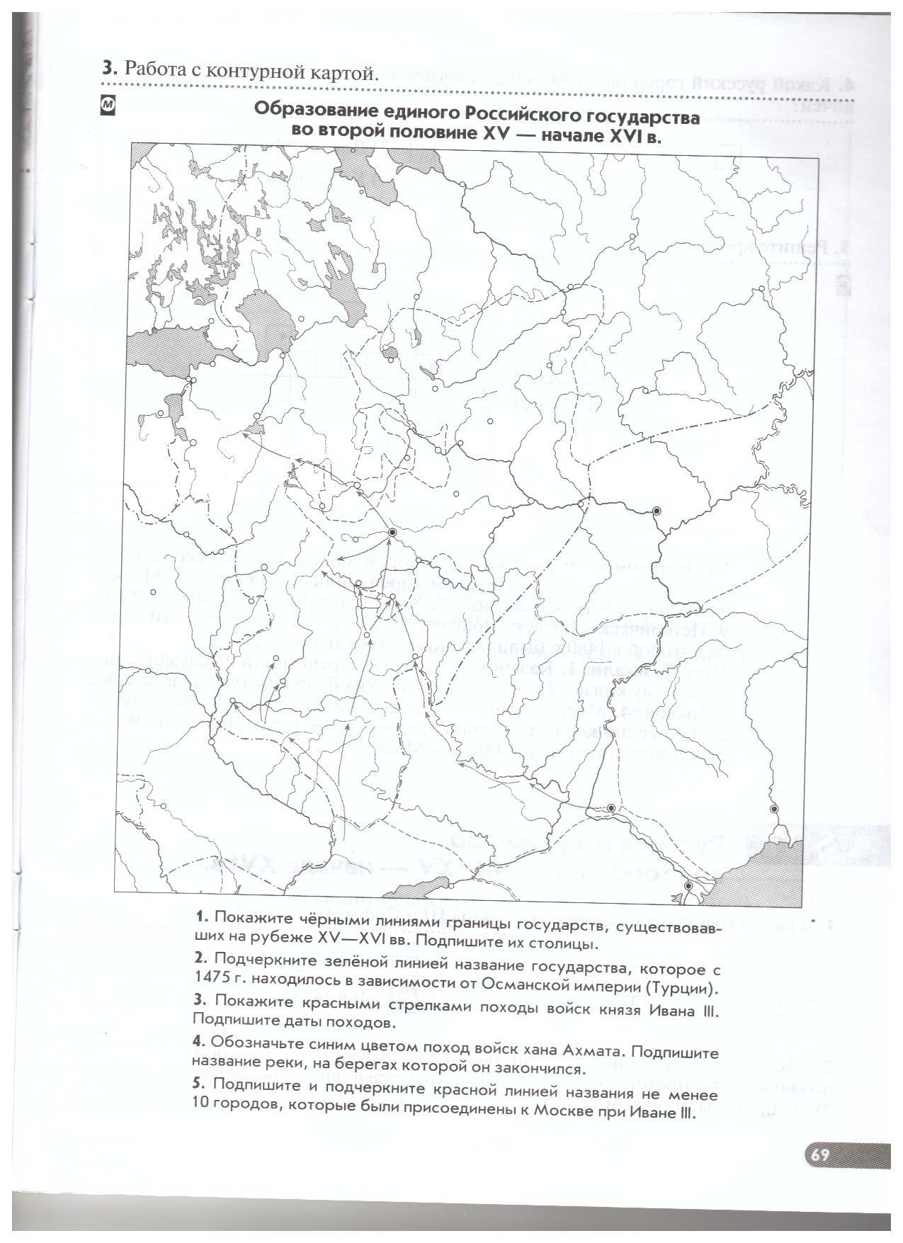 Усиление московского княжества 6 класс контурная карта