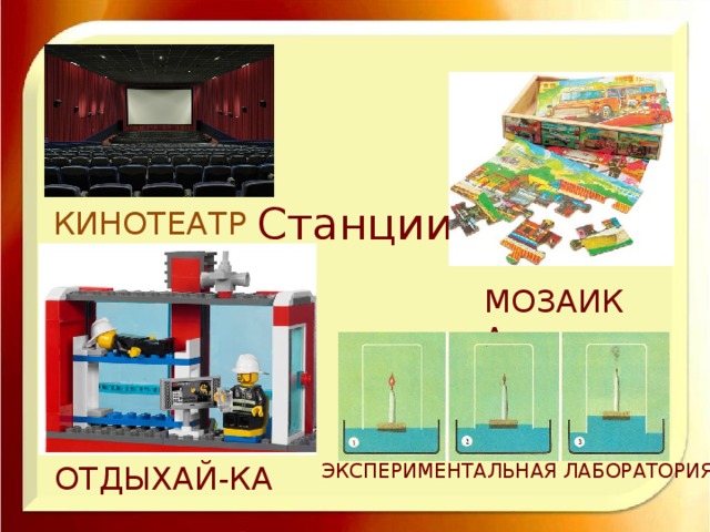 Станции КИНОТЕАТР МОЗАИКА ОТДЫХАЙ-КА ЭКСПЕРИМЕНТАЛЬНАЯ ЛАБОРАТОРИЯ