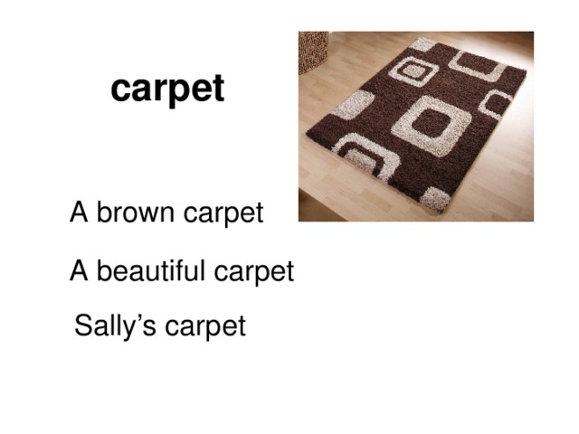 carpet A brown carpet A beautiful carpet Sally’s carpet 