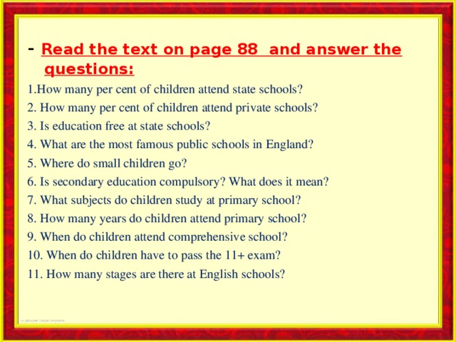 Questions to the text