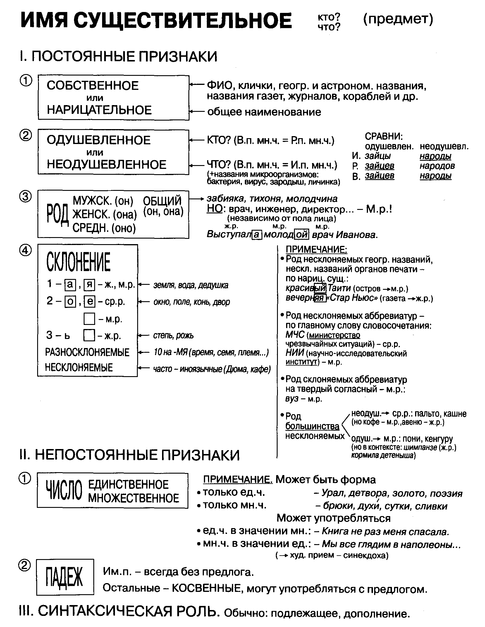 Опорная схема существительное