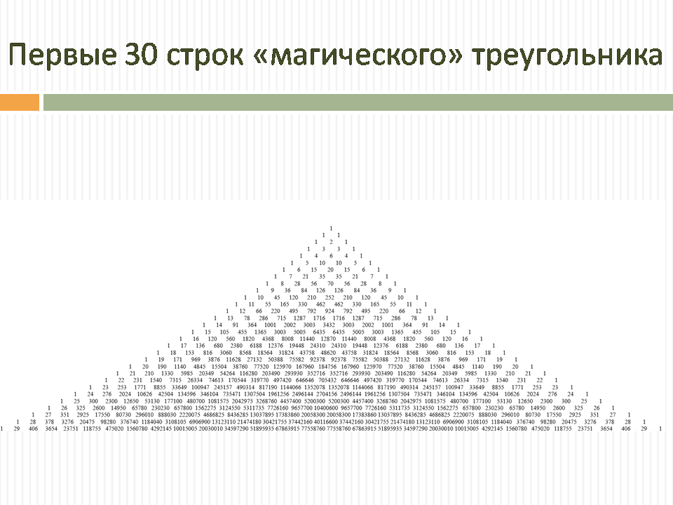 На рисунке 1 дострой седьмую строку треугольника паскаля ответ