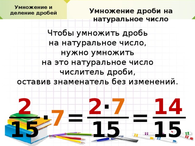 Презентация 5 класс умножение обыкновенной дроби на натуральное число 5