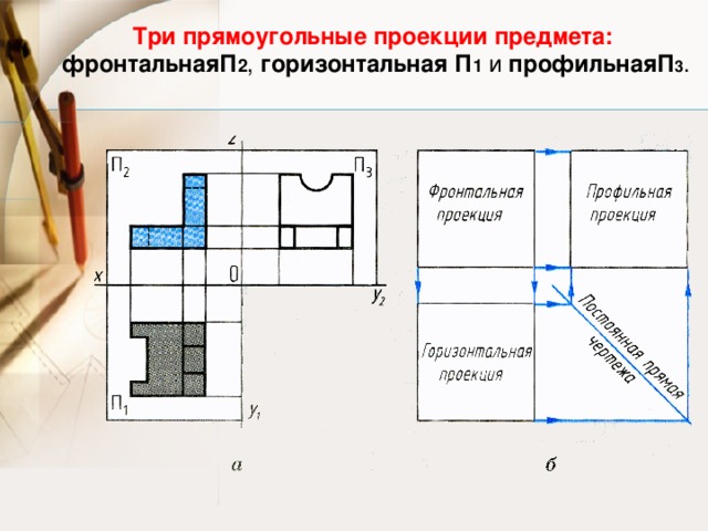 Горизонтальная проекция детали на чертеже