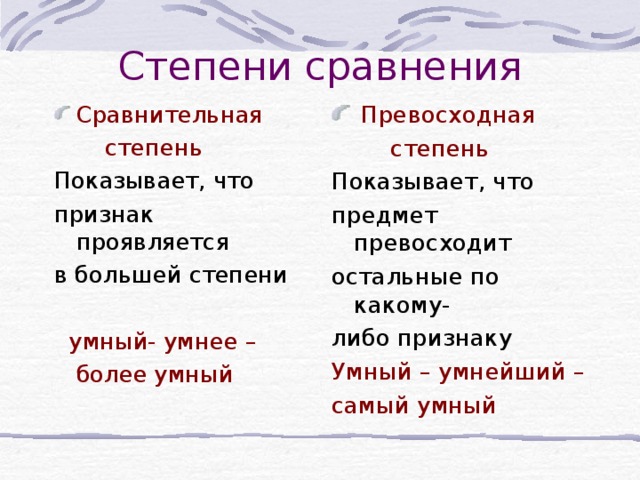 Сравнение превосходно