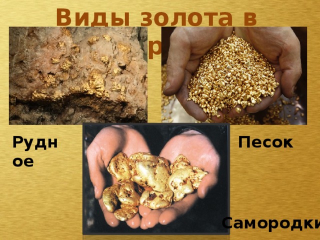 Виды золота в природе Рудное Песок Самородки 