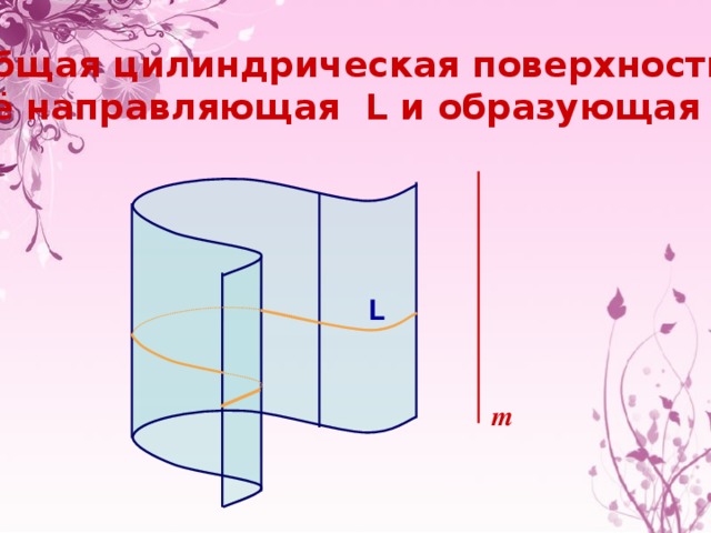 Общая цилиндрическая поверхность, её направляющая L и образующая m L m