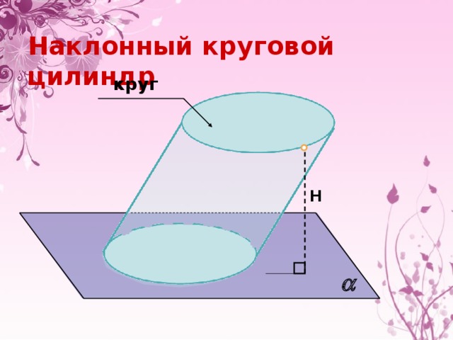 Наклонный круговой цилиндр круг Н 