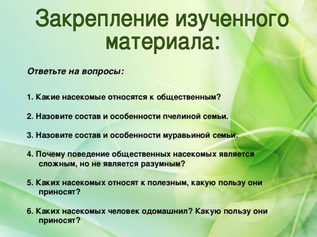 Укажите три примера общественных насекомых Презентация по биологии "Пчелы и муравьи - общественные насекомые" (7 класс)