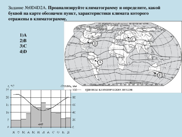 Определите какой буквой на карте обозначен пункт климатограмма которого показана на рисунке 1817