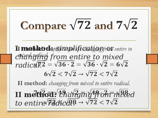 Changing mixed to entire radicals and vise versa