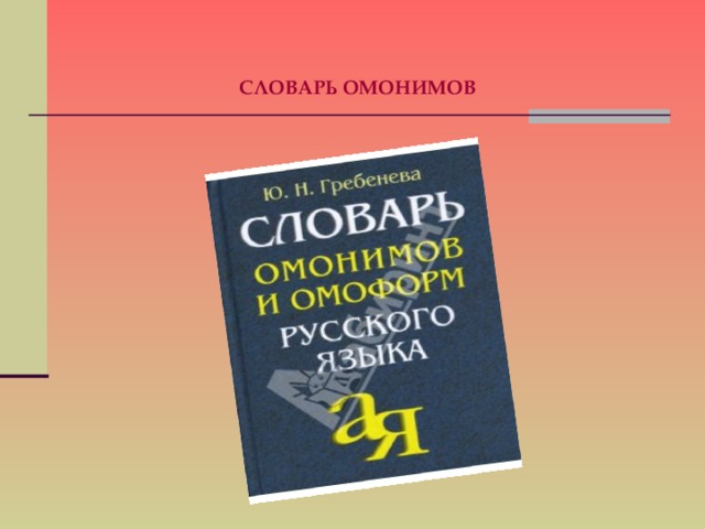 Словарь слов омонимов