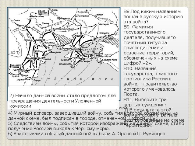 На схеме обозначен основной театр военных действий в данной войне