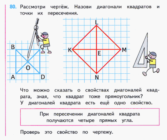 Изобрази прямоугольник если на чертеже даны диагонали 2 класс