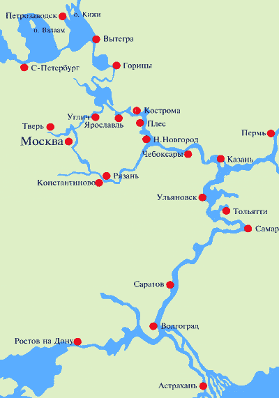 Карта реки волга с городами россии