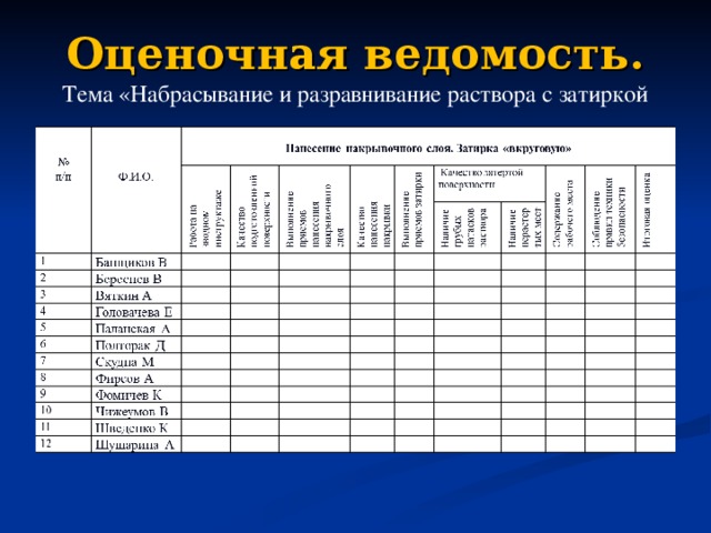 Ведомость зачетов образец