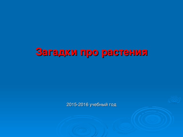 Загадки про растения  2015-2016 учебный год 