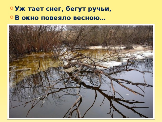 Пове ло. Тает снег бегут ручьи. Уж тает снег бегут ручьи в окно повеяло весною. Уж тает снег бегут ручьи. Уже тает снег бегут.