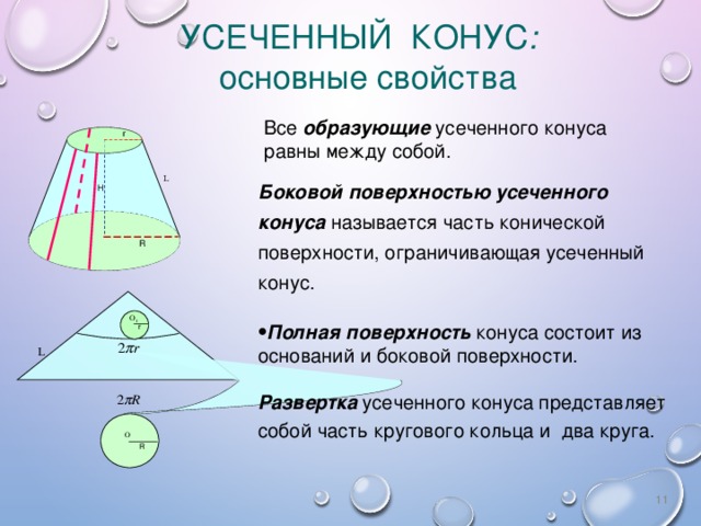 Боковая поверхность усеченного конуса