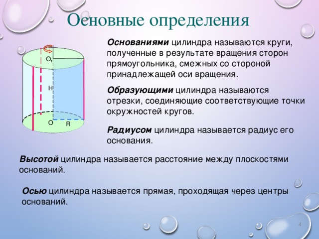 Ось цилиндра образующим основания цилиндра