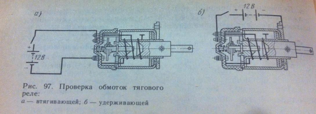 схема втягивающего реле стартера ваз