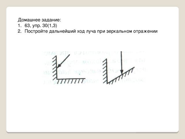 Нарисовать дальнейший ход луча