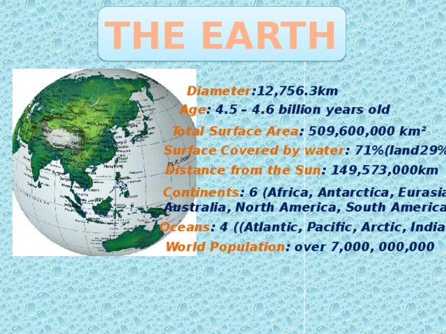 4 600 000. Total surface area of the Earth. 4.5 - 4.6 Billion years old словами. Earth diameter km. 509,600,000 По английскому.