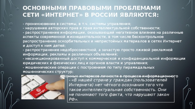 Правовые проблемы сети интернет презентация