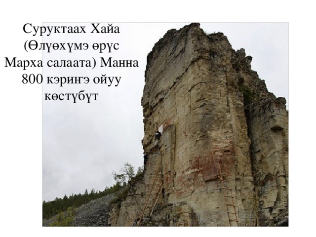Суруктаах Хайа (Өлүөхүмэ өрүс Марха салаата) Манна 800 кэриҥэ ойуу көстүбүт 