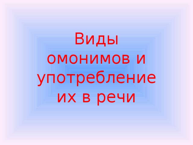Виды омонимов и употребление их в речи 
