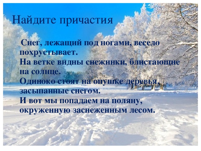 Везде на склонах горы на ветвях деревьев лежал снег схема предложения