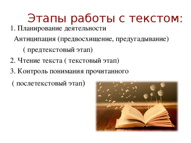 Текстовый этап. Этапы работы с текстом для чтения. Предтекстовый текстовый и послетекстовый этапы работы. Текстовый этап работы с текстом. Текстовый этап чтения.