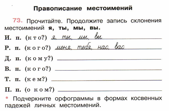 Проверочная по русскому языку 3 класс местоимения