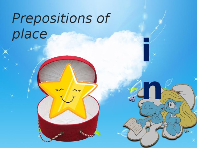 Prepositions of place in   