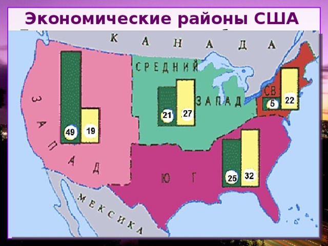 Контурная карта макрорегионы сша