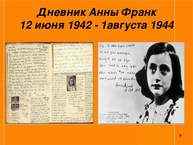 Дневник Анны Франк  12 июня 1942 - 1августа 1944  