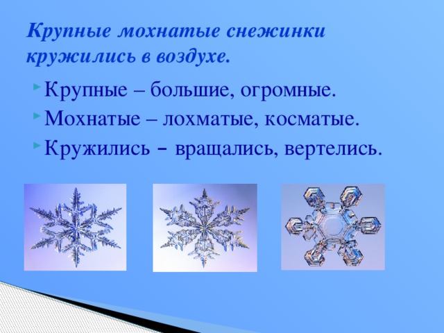 Снежинка презентация 2 класс. Снежинки в воздухе кружатся. Крупные снежинки в воздухе. Закружились в воздухе снежинки. Крупные снежинки закружились в воздухе.