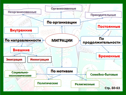 После изучения материала о миграциях составьте обобщающую схему виды