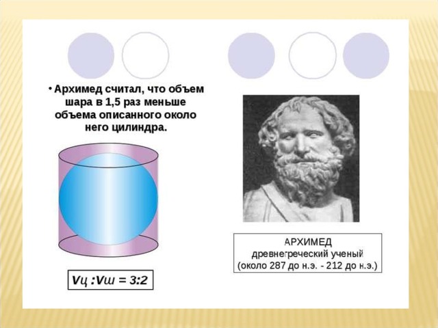 Задача архимеда из чистого ли золота изготовлена. Шар в цилиндре Архимед. Объем шара и цилиндра. Теорема Архимеда. Соотношение объема шара и цилиндра.