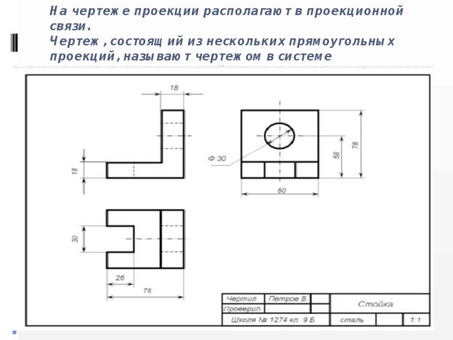 Основные виды чертежа детали